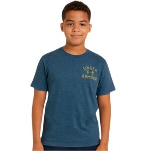 Under Armour Boys Grey HeatGear Graphic T-Shirt — Size YXL